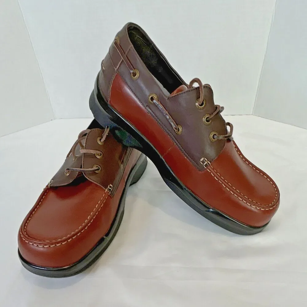 Apex B2900M Men’s Brown Leather Lace Up Boat Shoes US 12 EEEE Wide